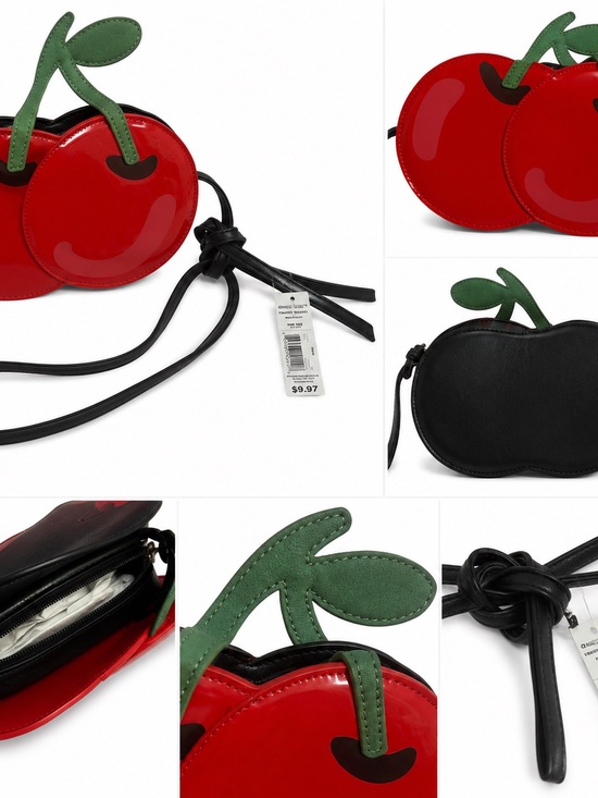 🍒 No Boundaries Adorable Cherry Crossbody Bag - Red, Green, Black - NWT 🍒 ❤️